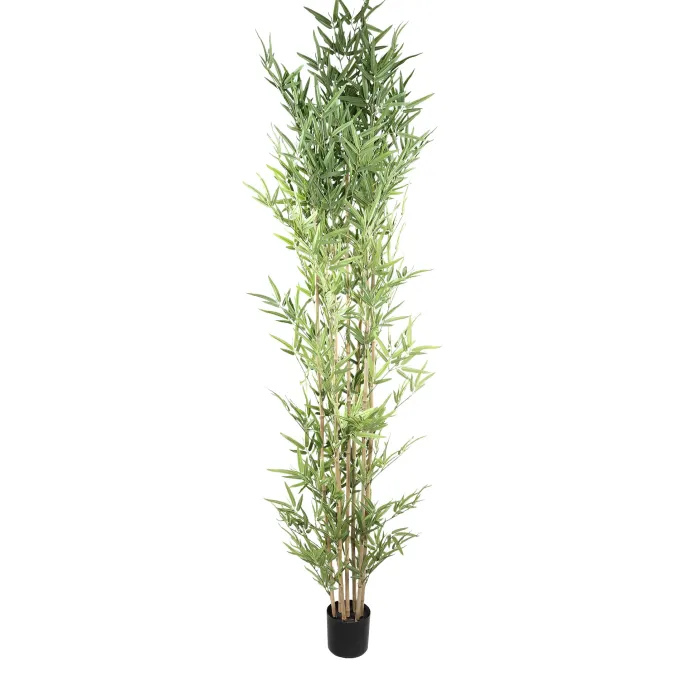 PTMD Kunstplant Leaves Plant green bamboo natural in pot - 240 cm hoog