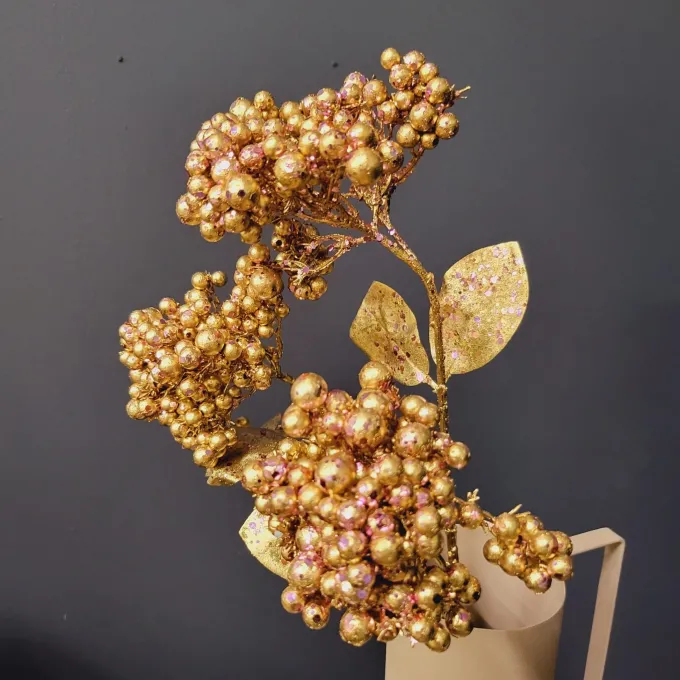 PTMD Kunsttak Berry Plant rose gold glitter berry spray