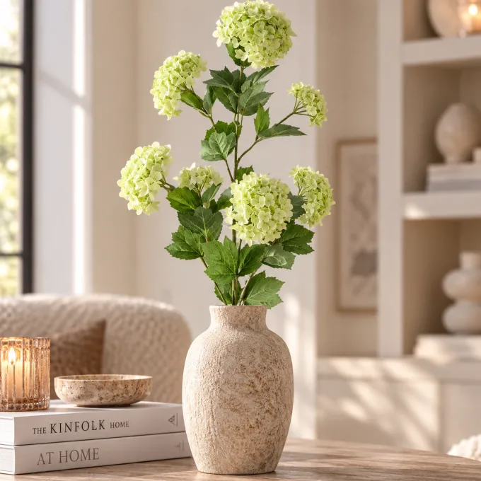 PTMD Kunsttak Hydrangea Flower groen snowball