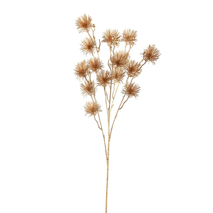PTMD Kunsttak Twig Plant gold metallic pine spray