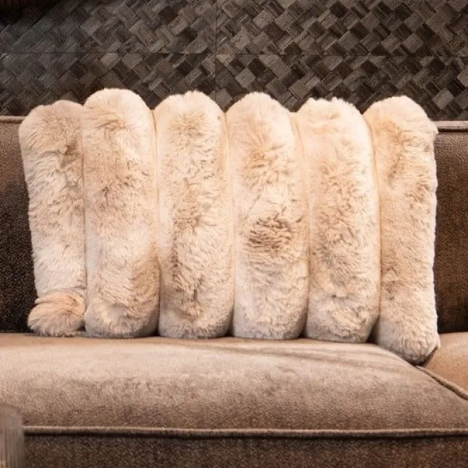 PTMD Kussen Divvo Beige brede rib rechthoekig