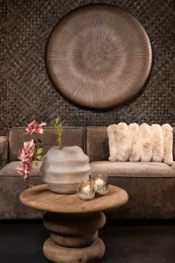 PTMD Kussen Divvo Beige brede rib rechthoekig