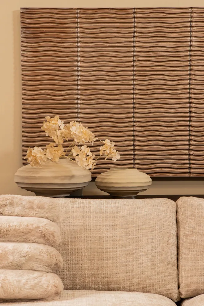 PTMD Kussen Divvo Beige brede rib vierkant