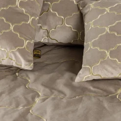 PTMD Kussen Lizze Beige velvet embroidery patroon 45 x 45