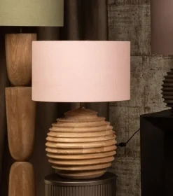 PTMD Lampenkap Rivvo Roze katoen linnen rond laag