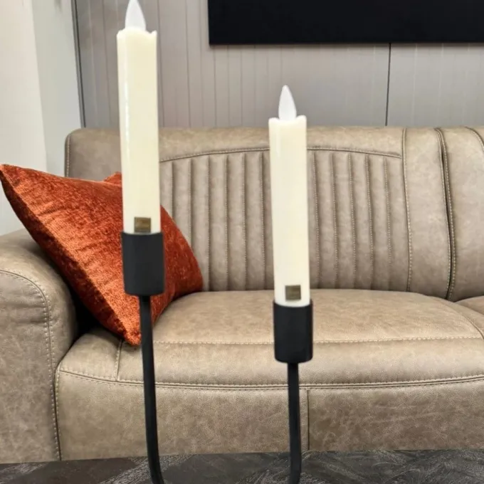 PTMD LED Dinerkaars rustiek wit beweegbare vlam 2 stuks - kort model