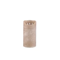 PTMD LED-kaars rustiek beige 30 cm hoog met 3 bewegende vlammetjes