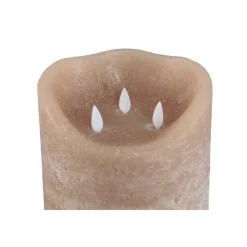 PTMD LED-kaars rustiek beige 30 cm hoog met 3 bewegende vlammetjes