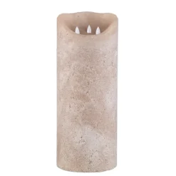 PTMD LED-kaars rustiek beige 38 cm hoog met 3 bewegende vlammetjes