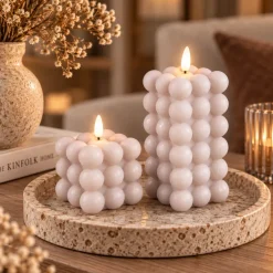PTMD LED Licht Kaars Bubble beige S