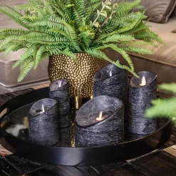PTMD LED Licht Kaars rustic zwart met beweegbare vlam