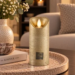 PTMD LED Licht Kaars rustiek goud met beweegbare vlam XS