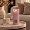 PTMD LED Licht Kaars rustiek roze met beweegbare vlam XS