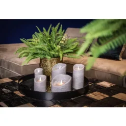 PTMD LED Licht Kaars suede grey met beweegbare vlam