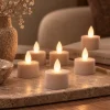 PTMD LED theelicht rustiek beige met vaste vlam – 6 stuks