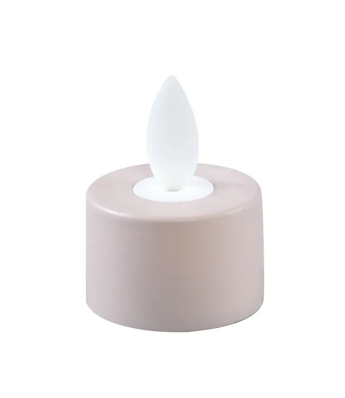 PTMD LED theelicht rustiek beige met vaste vlam – 6 stuks