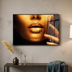 PTMD Melani Glass Schilderij Vrouw met Gouden Gezicht - 120x80 cm