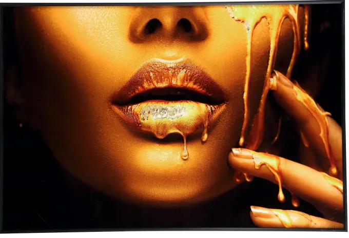 PTMD Melani Glass Schilderij Vrouw met Gouden Gezicht - 120x80 cm