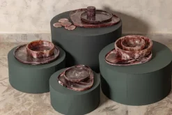 PTMD Onderzetter Damiel Burgundy organisch – set van 4