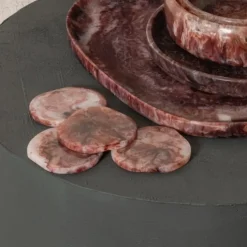 PTMD Onderzetter Damiel Burgundy organisch – set van 4
