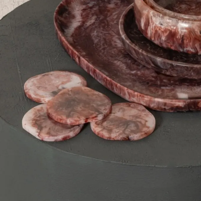 PTMD Onderzetter Damiel Burgundy organisch – set van 4