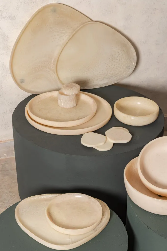 PTMD Onderzetter Damiel Wit organisch – set van 4