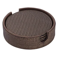 PTMD Onderzetters Rafal Brons vegan leer coaster rond