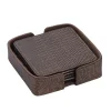 PTMD Onderzetters Rafal Brons - Set van 6 stuks - Vegan Leer