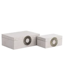 PTMD Opbergbox Hazael Beige suede set van 2