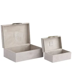 PTMD Opbergbox Hazael Beige suede set van 2