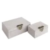 PTMD Opbergbox Hazael Beige suede set van 2 druppel