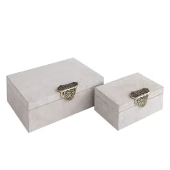 PTMD Opbergbox Hazael Beige suede set van 2 druppel