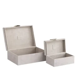 PTMD Opbergbox Hazael Beige suede set van 2 druppel