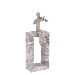 PTMD Ornament Aleria Beige viooldame op marmeren voetstuk