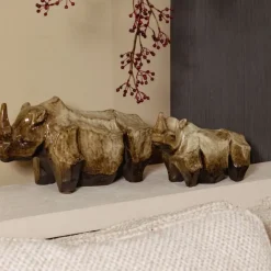 PTMD Ornament neushoorn Tarig Lichtbruin Keramiek L