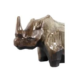PTMD Ornament neushoorn Tarig Lichtbruin Keramiek L