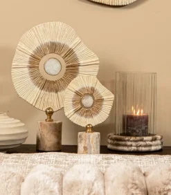 PTMD Ornament Rella Beige gegoten aluminium met marmer S