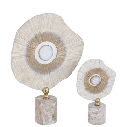 PTMD Ornament Rella Beige gegoten aluminium met marmer S