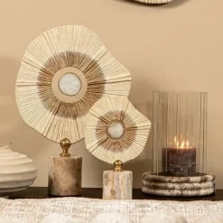 PTMD Ornament Rella Beige gegoten aluminium met marmer L