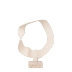 PTMD Ornament Vae Beige gegoten aluminium op travertin voet L