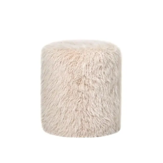 PTMD Poef Hair Beige Rond