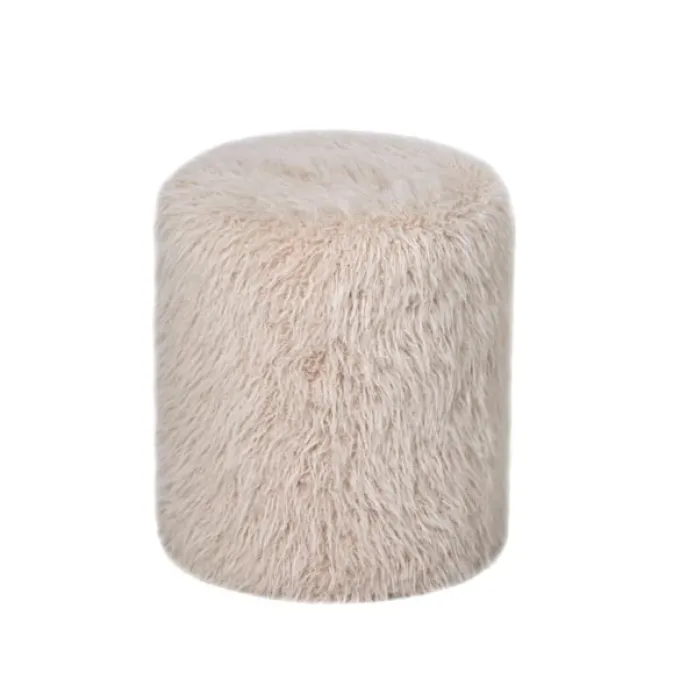 PTMD Poef Hair Beige Rond