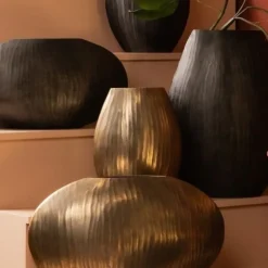 PTMD Pot Jowad Antique Gold alu sheet pot rib hoog ovaal S