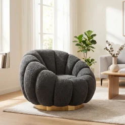 PTMD PTMD Fauteuil Daisy Euphoria Antraciet - Draaibare Luxe Stoel