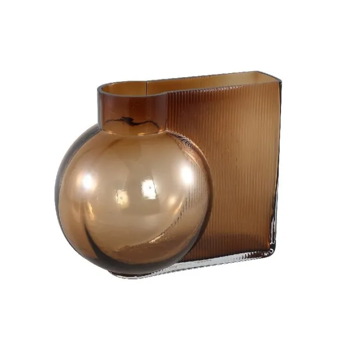 PTMD PTMD Vaas Nira Bruin - Decoratieve Glasvaas - Groot