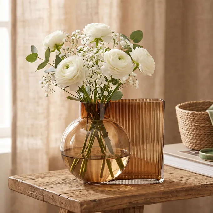 PTMD PTMD Vaas Nira Bruin - Decoratieve Glasvaas - Groot
