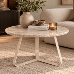 PTMD Salontafel Kae Beige marmer rond S