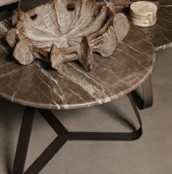 PTMD Salontafel Kae Marmer donkerbruin rond S