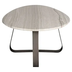 PTMD Salontafel Muka wit marmeren blad en grijs onderstel - laag