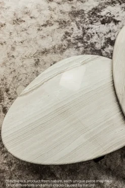 PTMD Salontafel Muka wit marmeren blad en grijs onderstel - laag